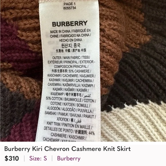 Burberry Brown and Black Women's Skirt 50% cashmete like new confirió a